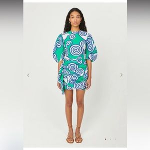 RHODE Green & Blue Spiral Mini Dress